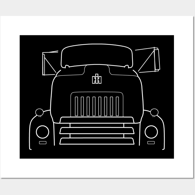 Vintage 1950s International Harvester COE truck white outline graphic Wall Art by soitwouldseem